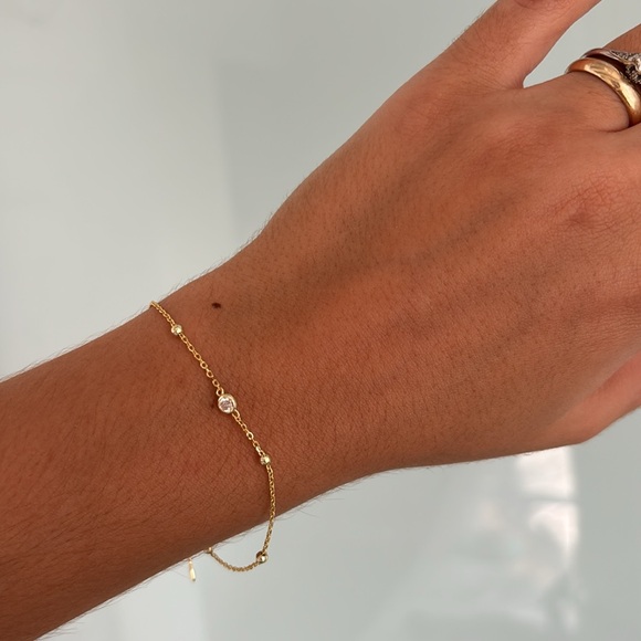 Beaded moissanite vermeil bracelet - Picture 9 of 10